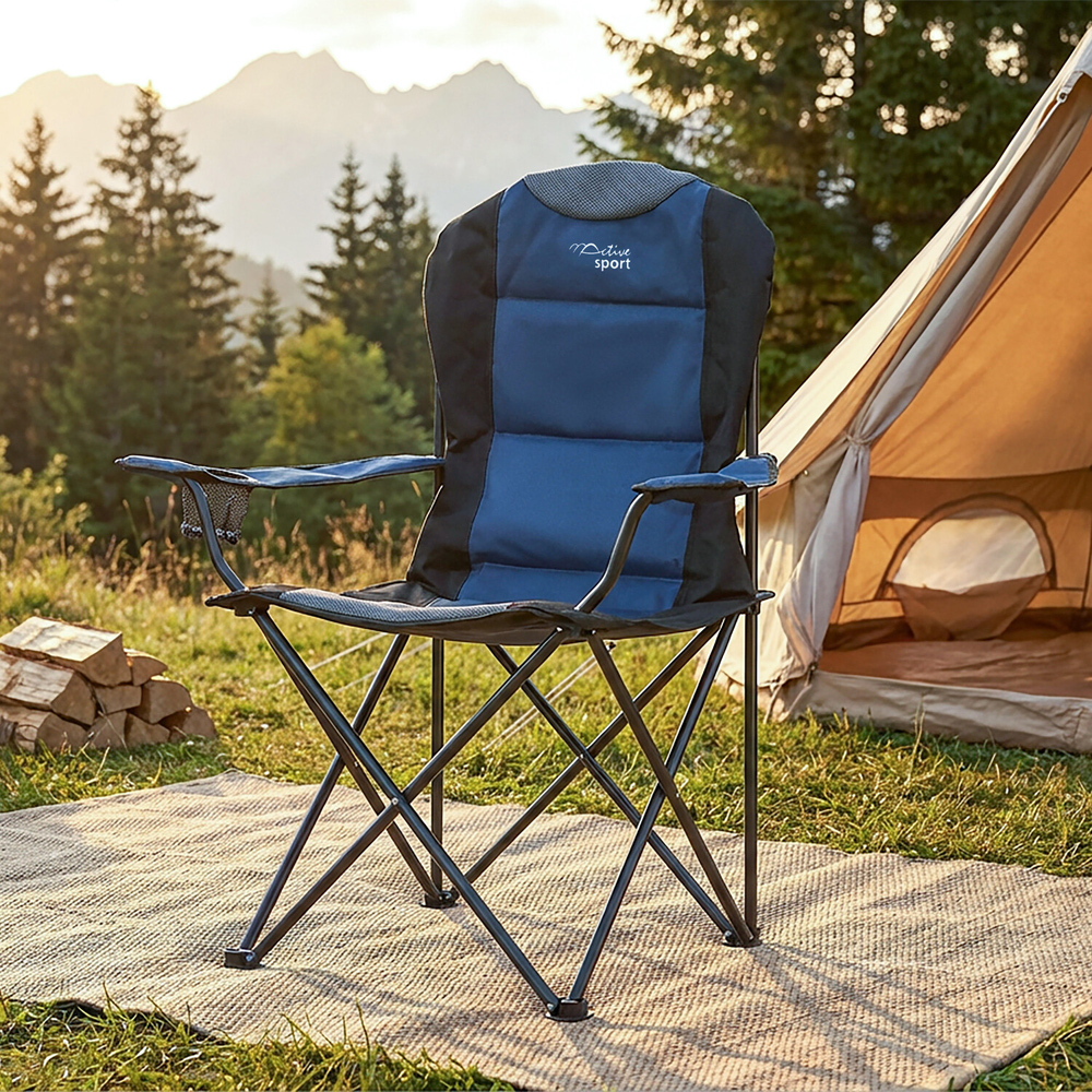 Padded Foldable Camping Chair Blue Image 8