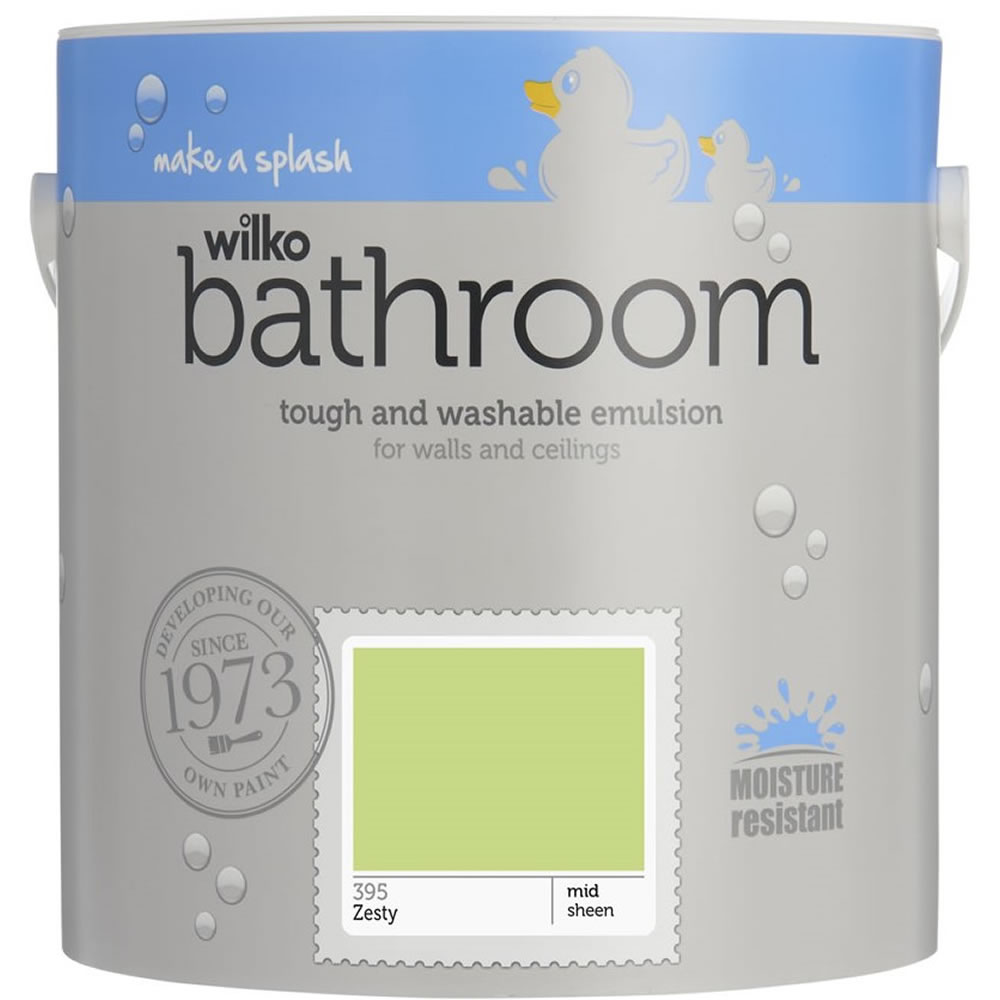 Wilko Bathroom Zesty Mid Sheen Emulsion Paint 2.5L Image 1