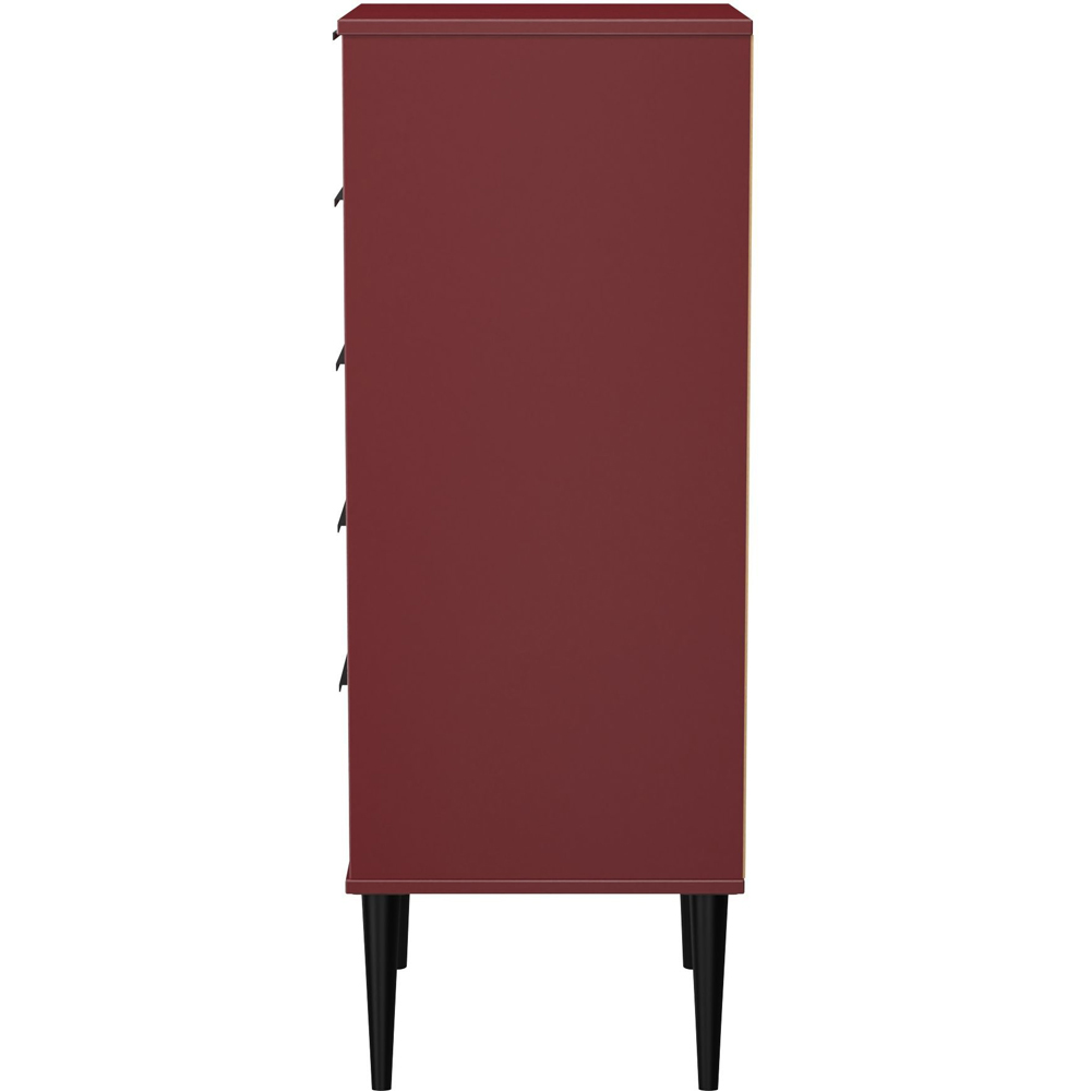 Crowndale Hong Kong 5 Drawer Matt Red Tall Bedside Cabinet Ready Assembled Image 4