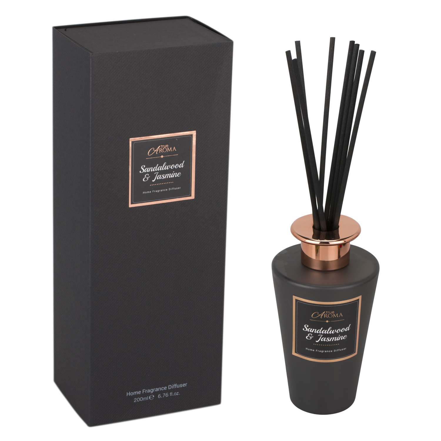 Sandalwood & Jasmine Black Box Diffuser - Black Image 1