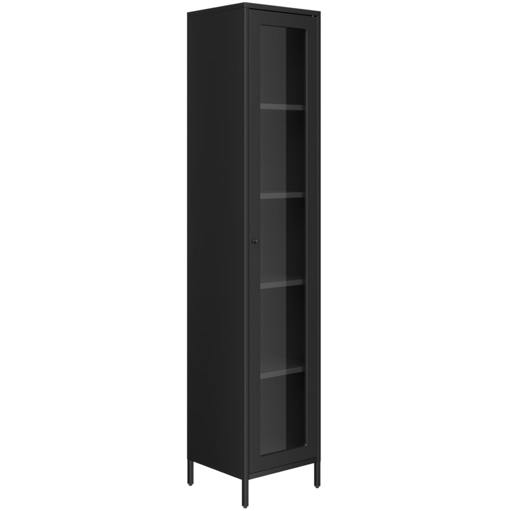 LPD Home Frank Single Door Black Glass Display Cabinet Image 3