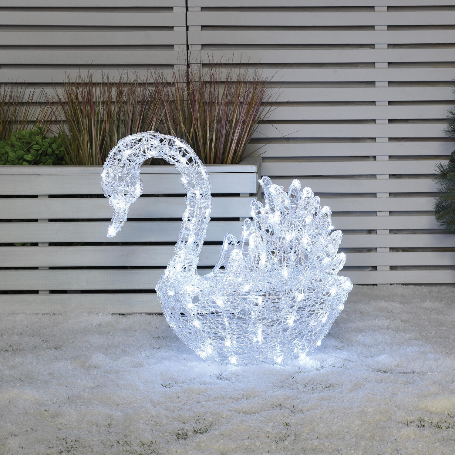Acrylic White Swan 120 LED Decoration Image 1