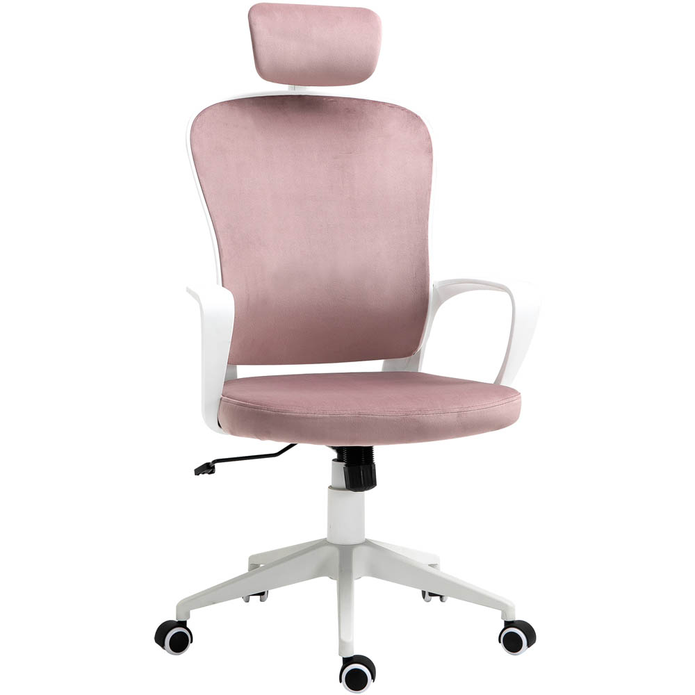 Portland Pink Velvet Feel Fabric Swivel High Back Office Chair Image 2