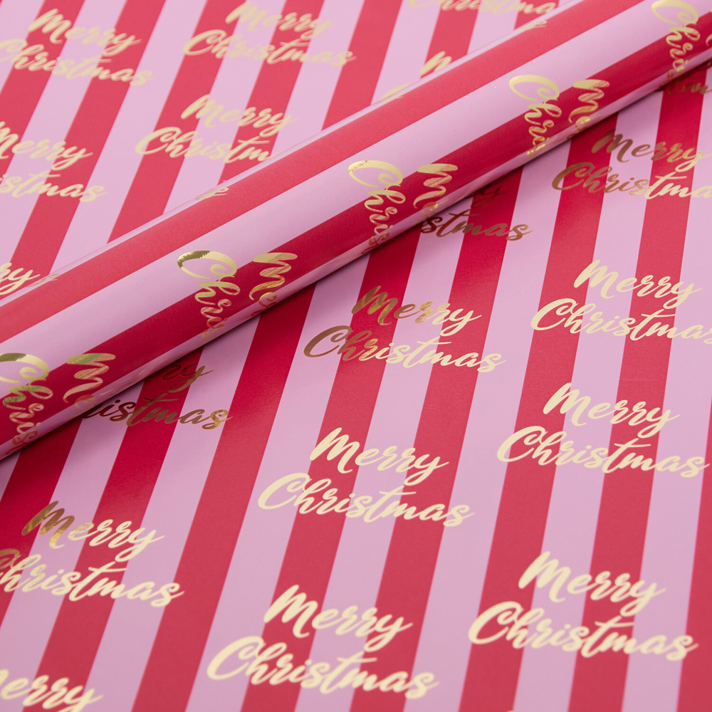 Christmas Striped Gift Wrap 4m Image 2