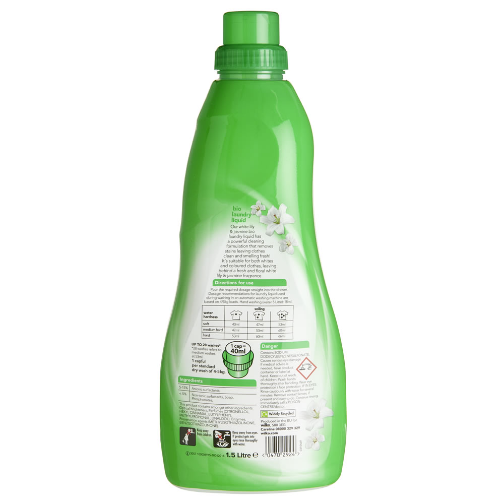 Wilko Bio Liquid Detergent White Lily 28 Washes 1.5L Image 2