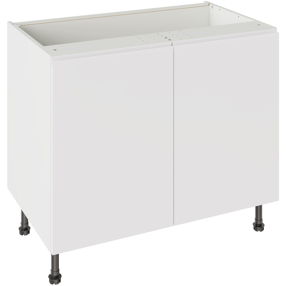 Kitchen Kit J-Pull Gloss White Base Kitchen Cabinet Flatpack 1000mm Image 1