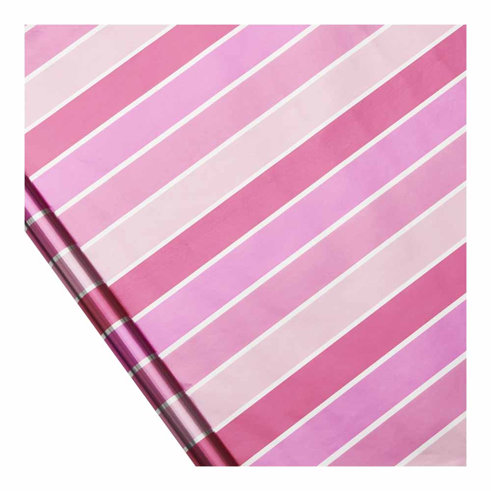 Wilko Roll Wrap 2m Pink Stripe Paper