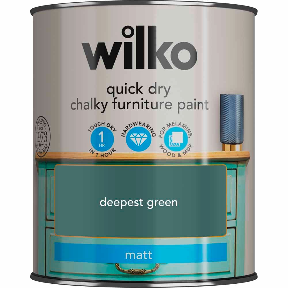 Wilko Quick Dry Deepest Green Furniture Paint 750ml Image 2