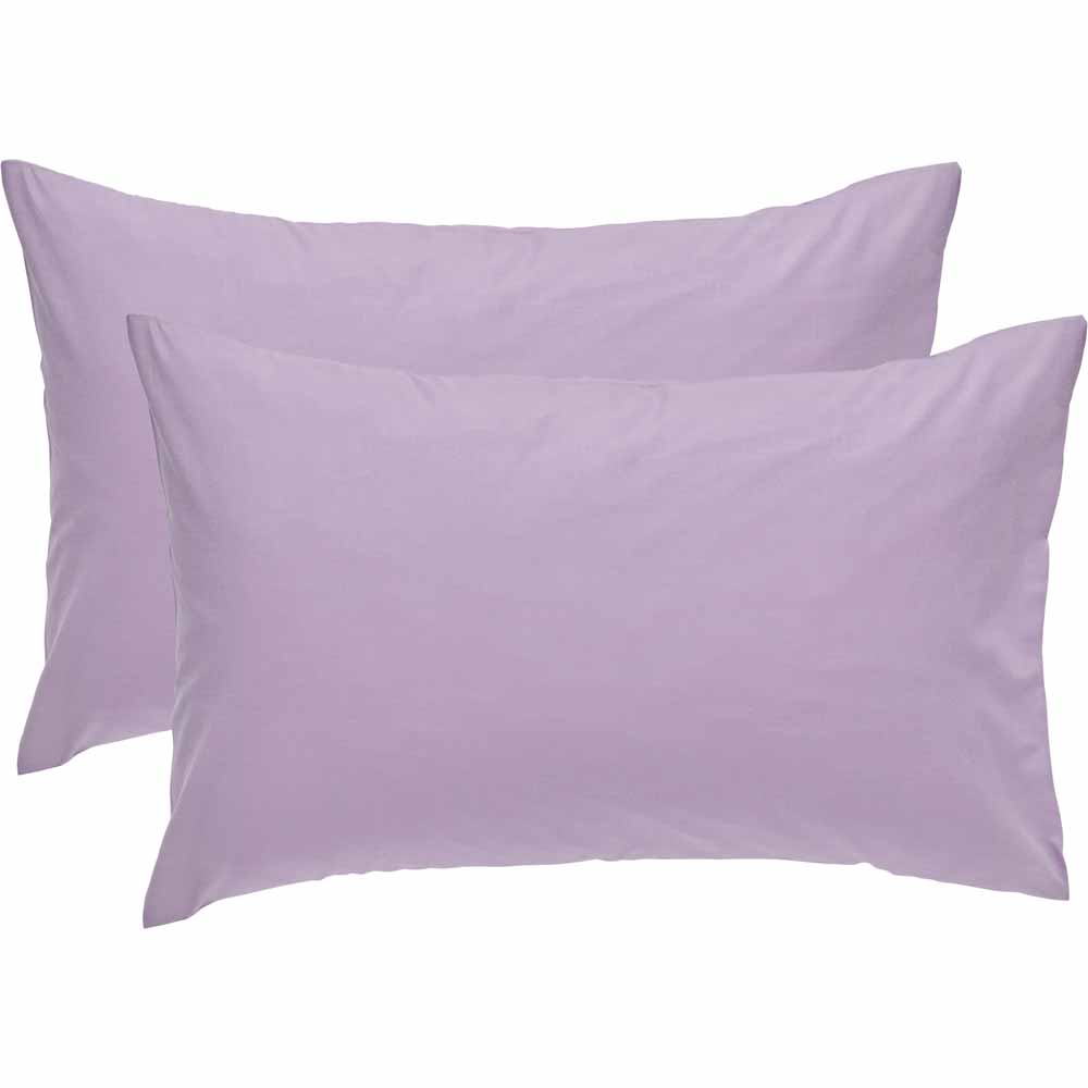 Wilko Easy Care Lavender Housewife Pillowcases 2 pack Image 1