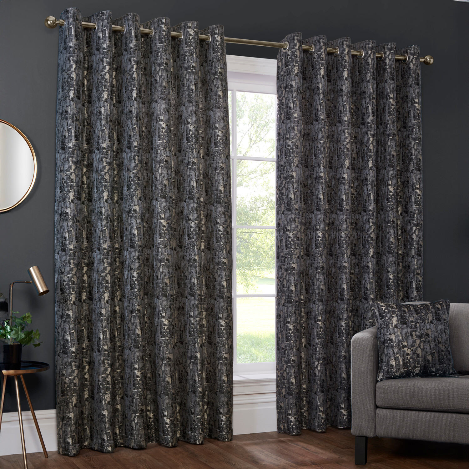 Aster Blackout Eyelet CurtainCharcoal229cm Image 2