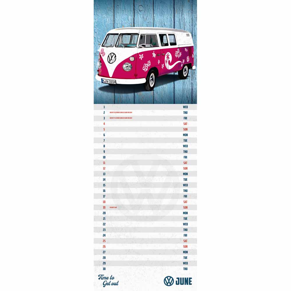 VW Camper Vans 2022 Slim Calendar Image 1