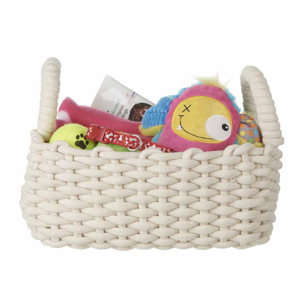 Wilko Rope Basket Medium Rectangular Cream Wilko