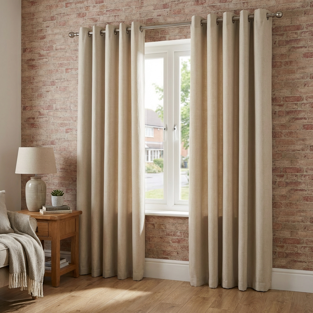 Taylor Blackout Eyelet Curtains - Natural / 137cm / 168cm Image 2