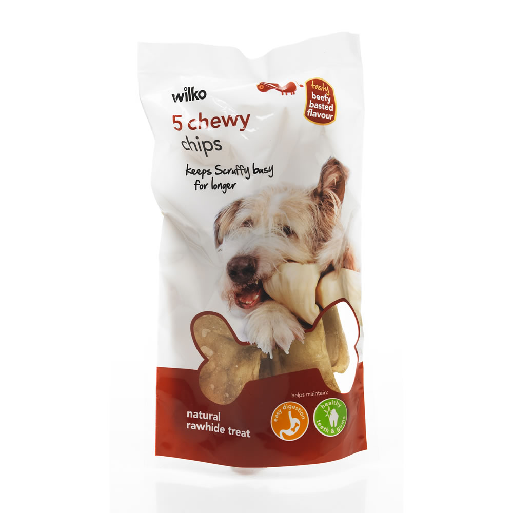 Wilko 5 pack Beef Flavour Chewy Chips Dog Treats Image
