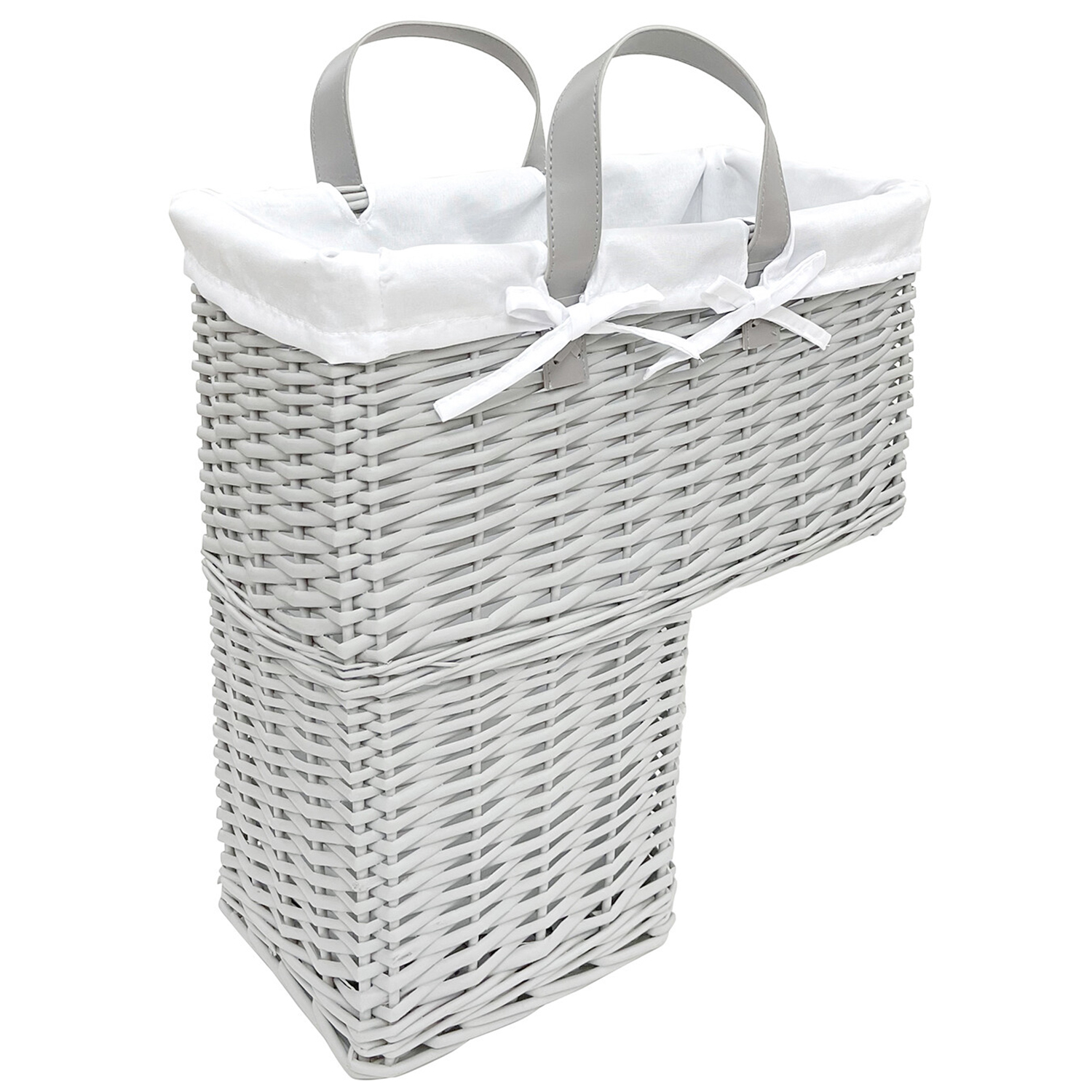 Grey Wicker Style Stair Basket Image 1