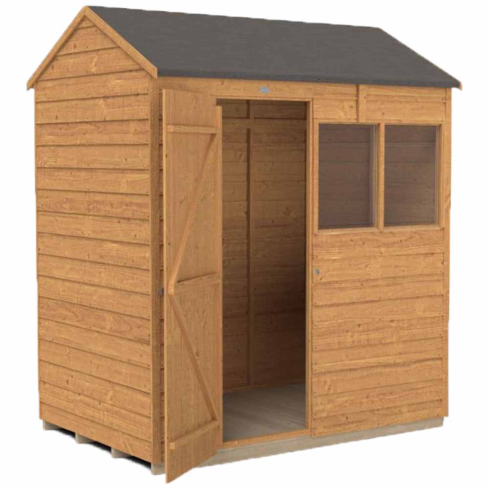 Forest Garden 6 x 4ft Overlap Dip Treated Reverse Apex Garden Shed Image 1