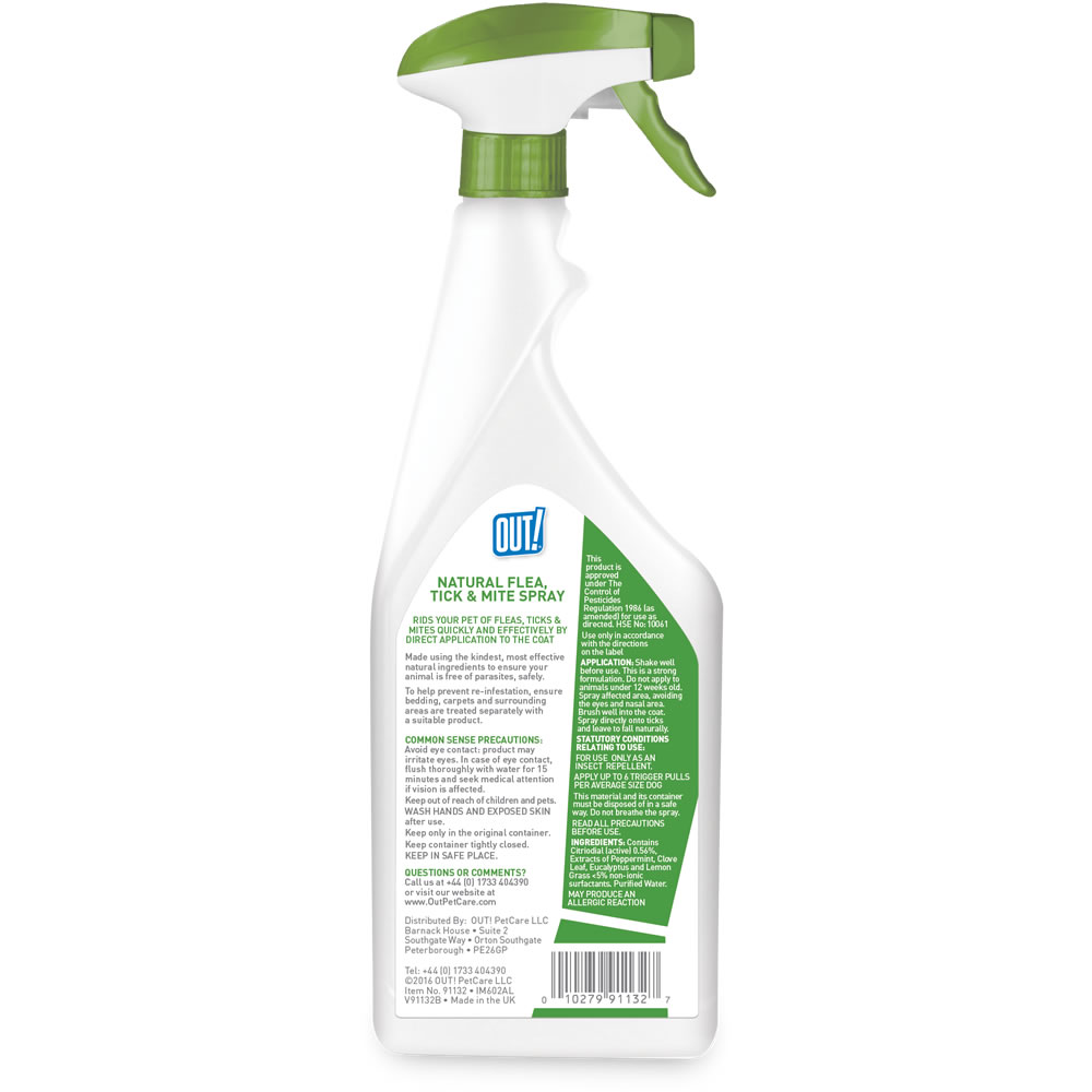 OUT! Natural Flea, Tick and Mite Spray 500ml Image 2