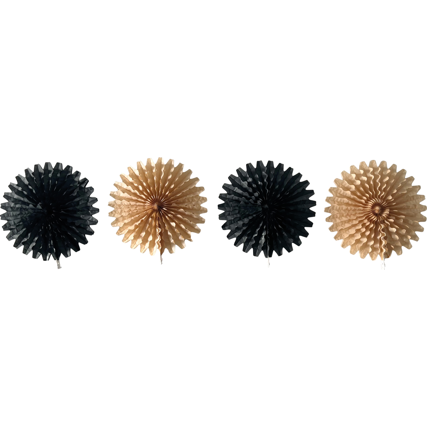 Pack of 4 Black and Gold Pom Pom Decorations Image