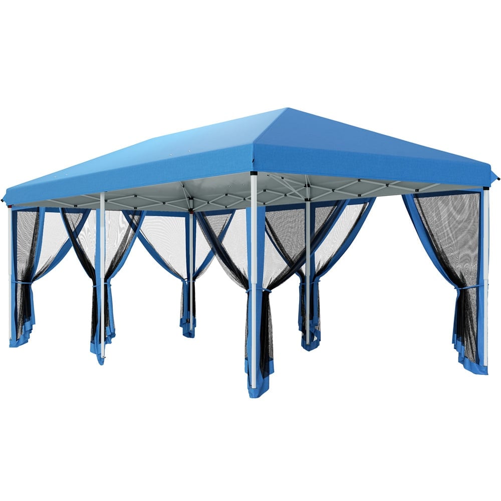 Outsunny 6 x 3m Blue Canopy Tent with 6 Removable Sidewalls Image 2