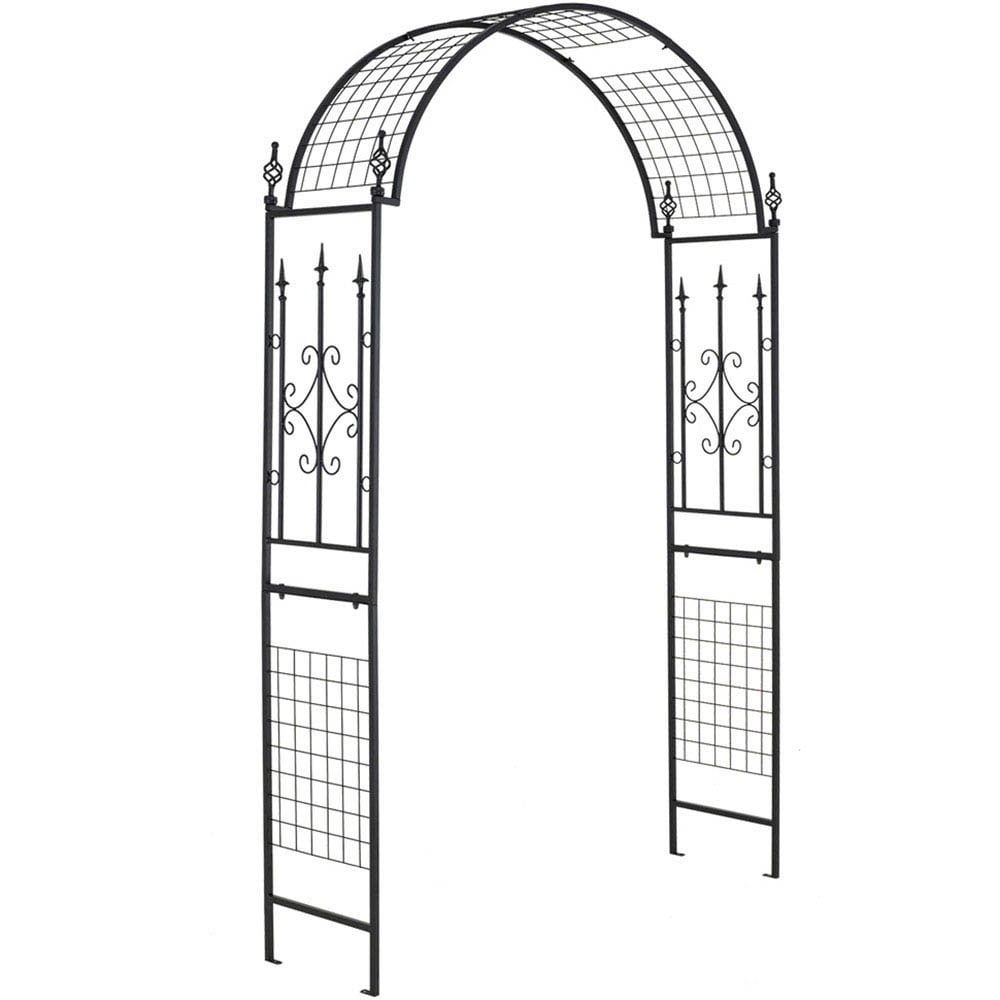 Costway 7.6 x 4.6 x 1.3ft Black Garden Trellis Metal Arbour Image 2