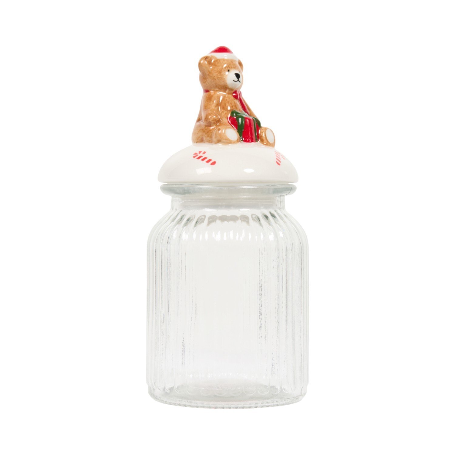 Glass Storage Jar with Teddy Bear Lid Clear Image 2