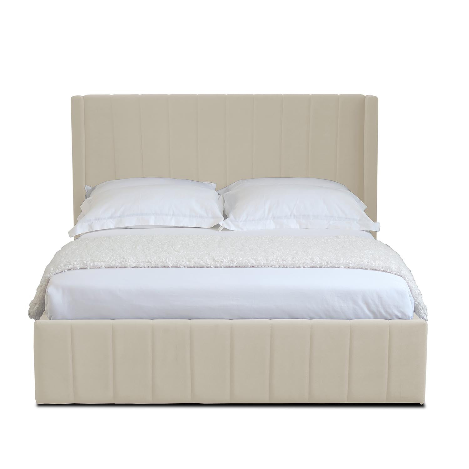 Olivia Super King Cream Brushed Velvet Ottoman Bed Image 3