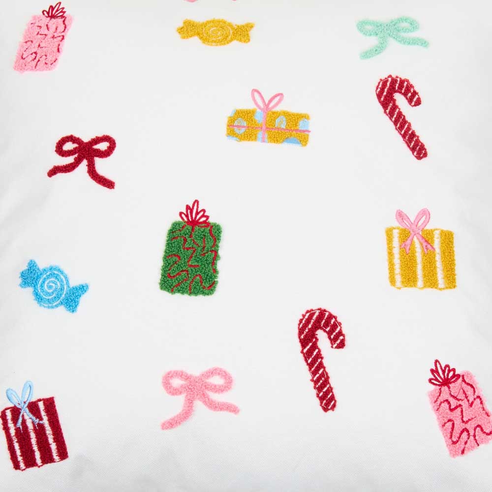 Christmas Treats Embellished Cushion - White Image 4