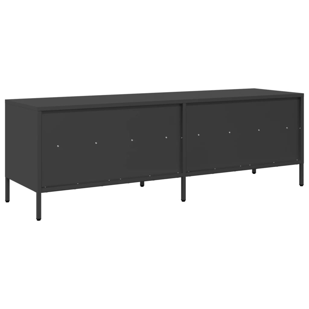 vidaXL 2 Drawer 2 Shelf Black Steel Industrial Style TV Cabinet Image 5