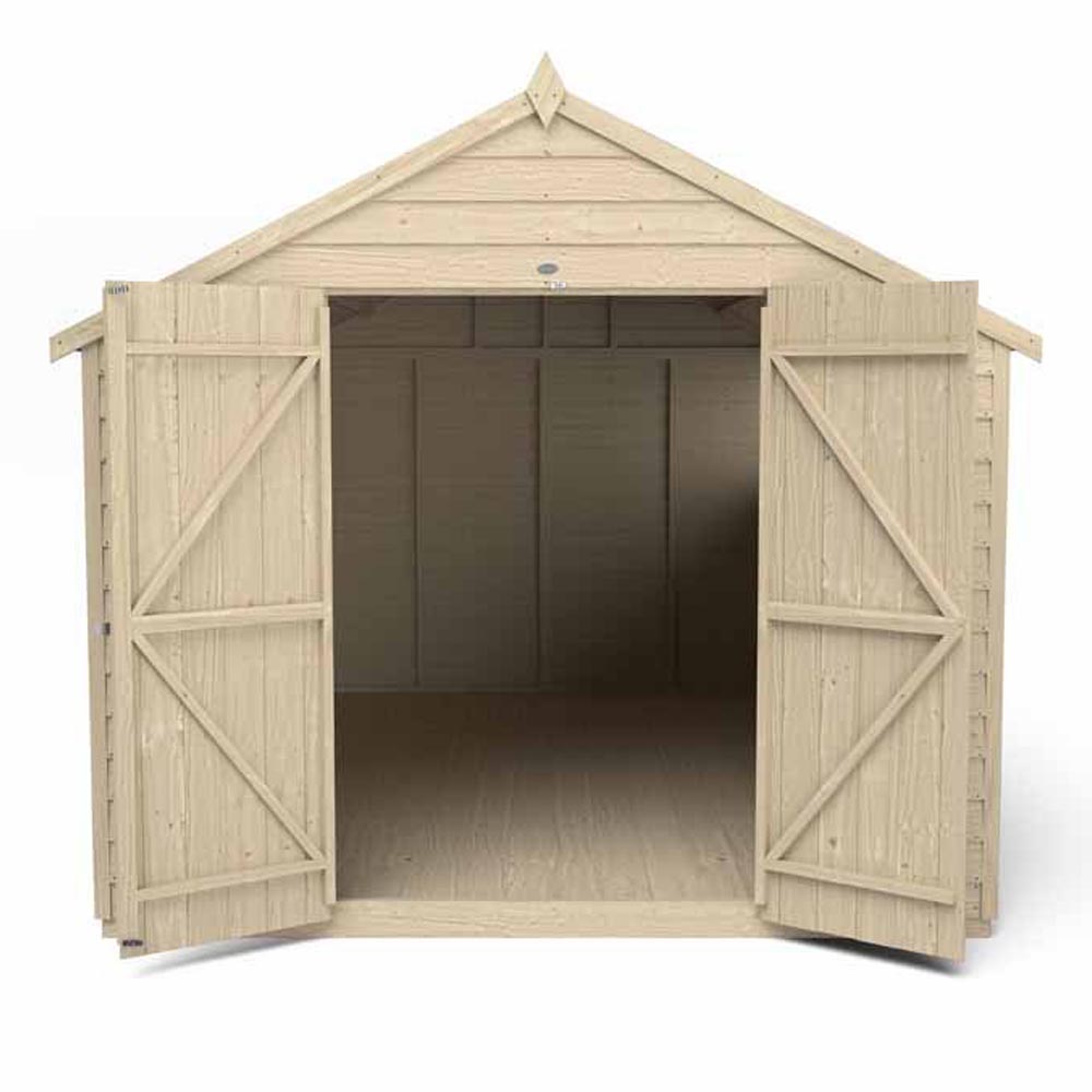 Forest Garden 12 x 8ft Double Door Overlap Pressure Treated Apex Shed Image 3