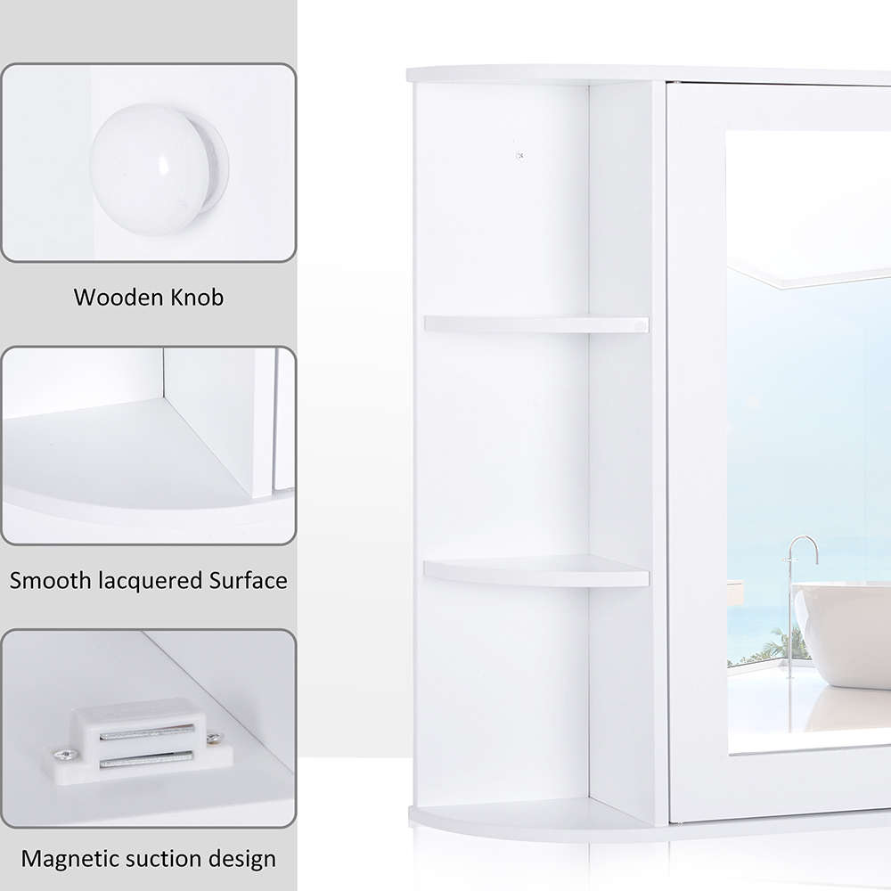 Portland White Multi Shelf Wall Mounted Bathroom Cabinet Image 4