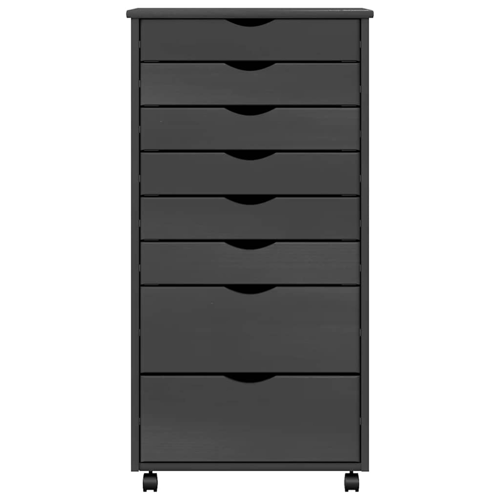 vidaXL Moss 6 Drawer Grey Solid Pine Mobile Chest of Drawers Image 4