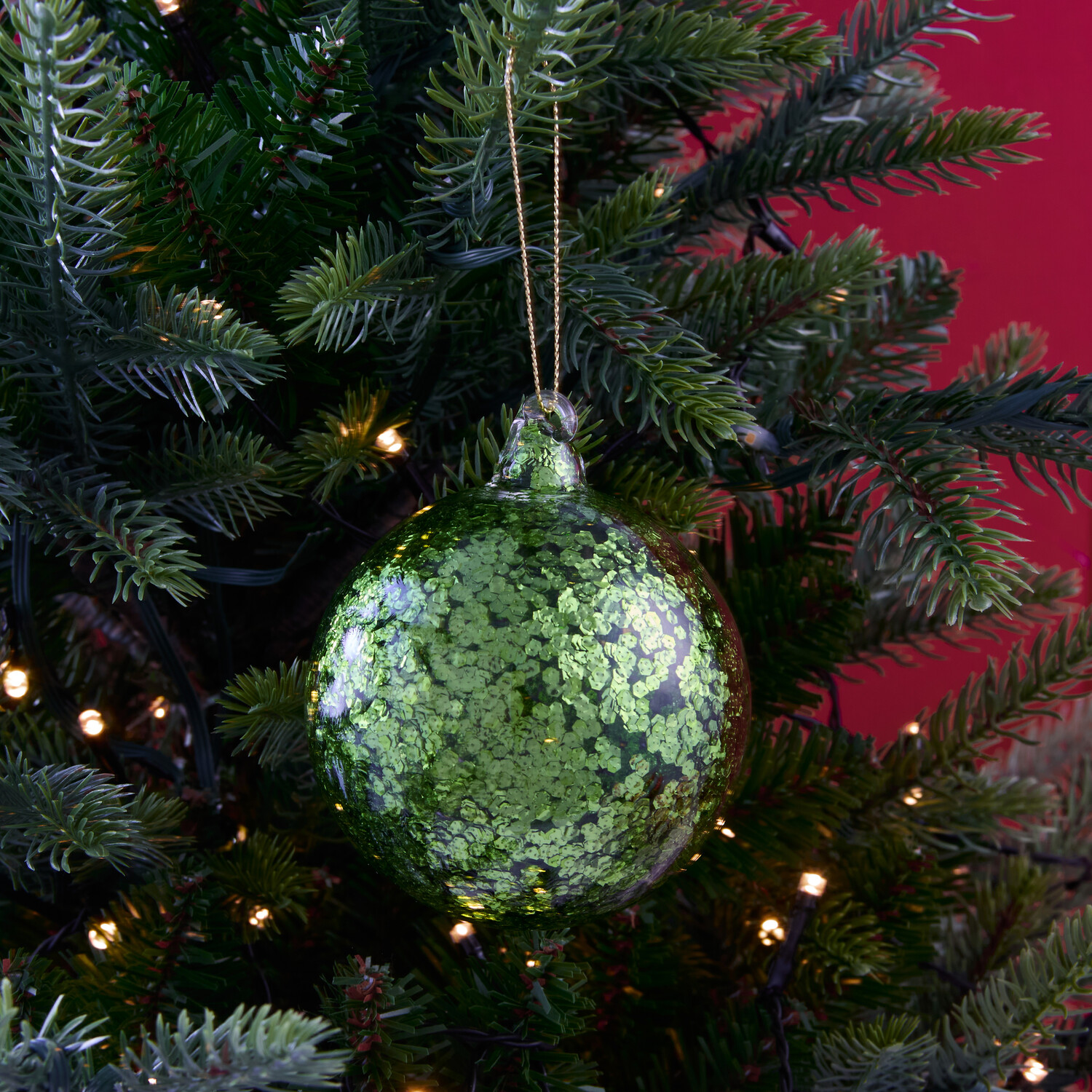 Glitter BaubleLime Green Image 2