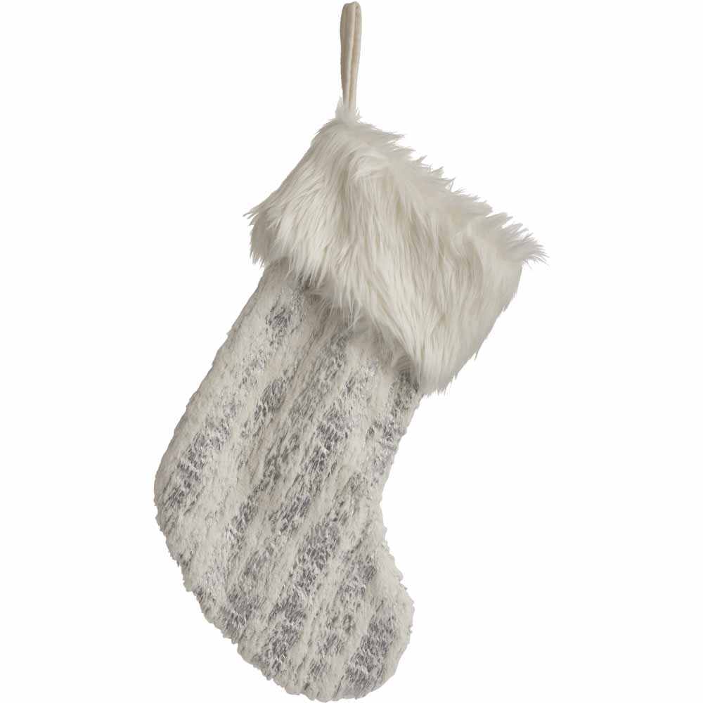 Wilko Magical White and Silver Christmas Stocking Image 1