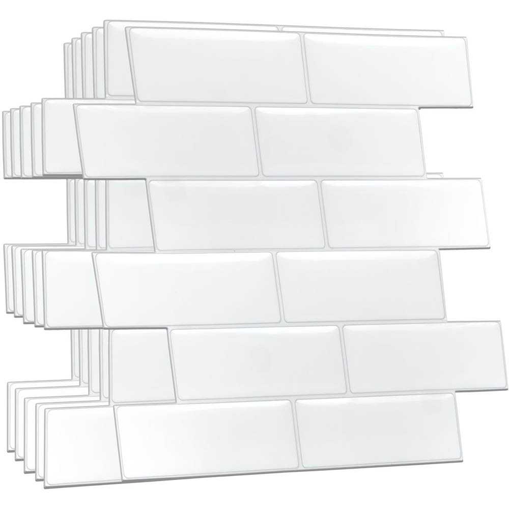 Walplus Pure White Mosaic 3D Tile Sticker 100 Pack Image 2