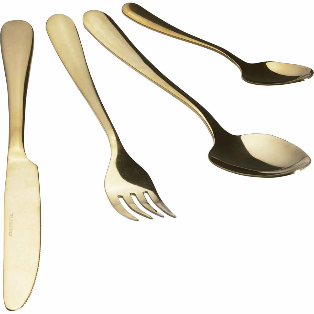 Wilko 16 piece Gold Effect Cutlery Set Image 2