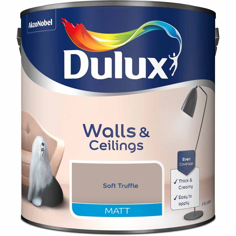 Dulux Walls & Ceilings Soft Truffle Matt Emulsion Paint 2.5L Image 2