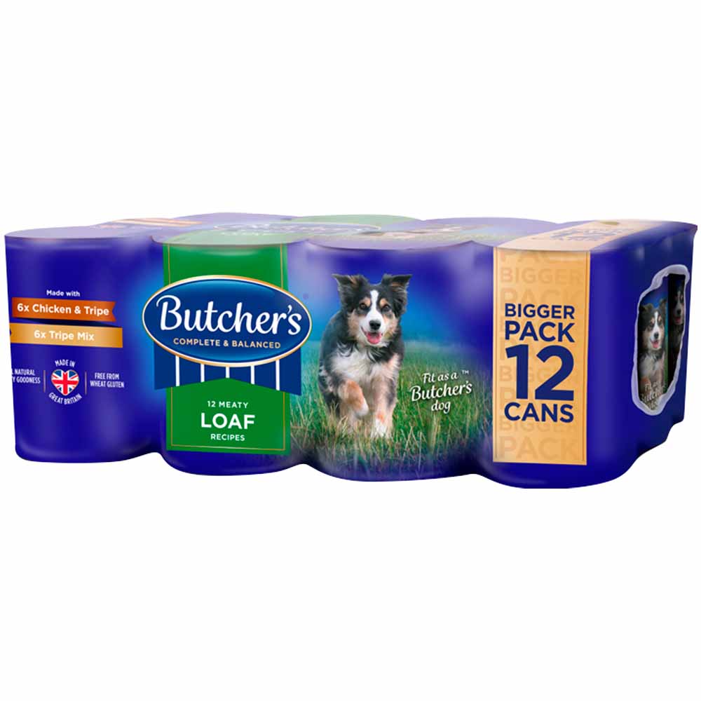 Butcher's Chicken and Tripe Loaf Recipes Dog Food Tins 12 x 400g Image