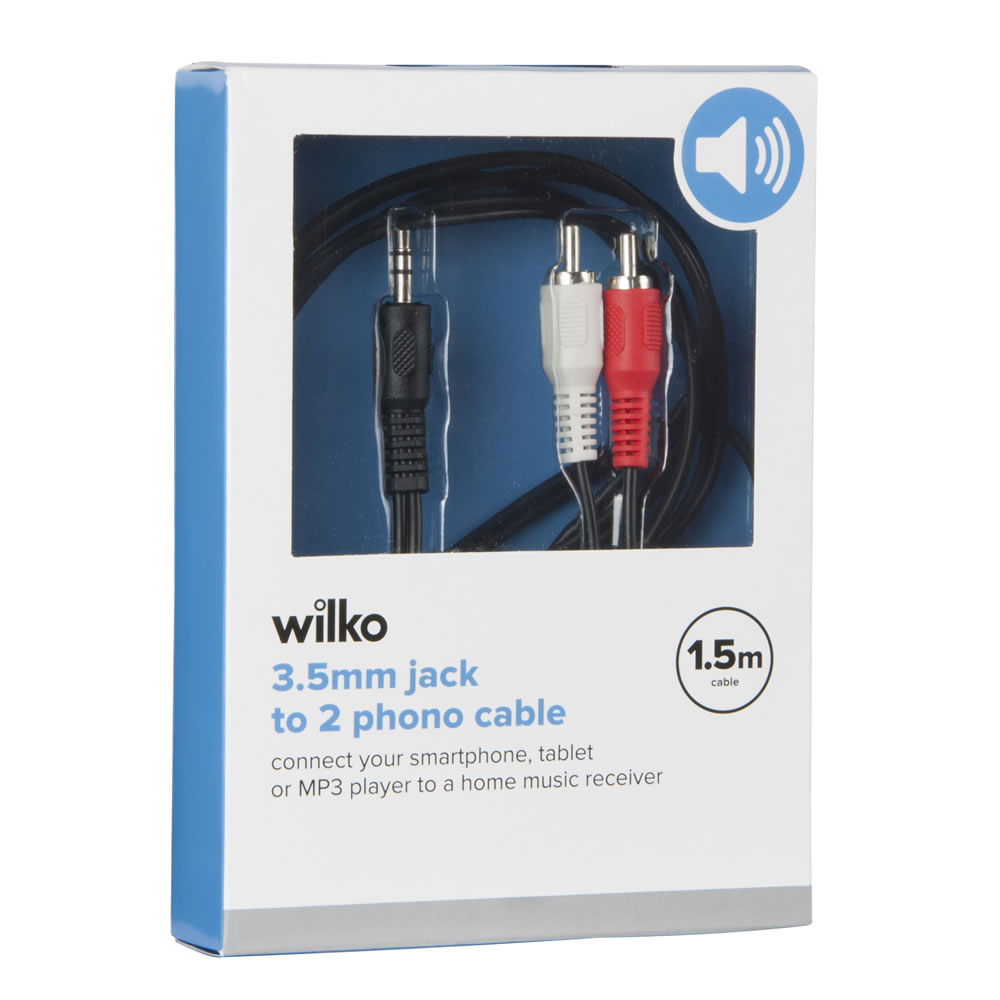 Wilko 1.5m 3.5mm Stereo To 2 Phono Cable Image 2