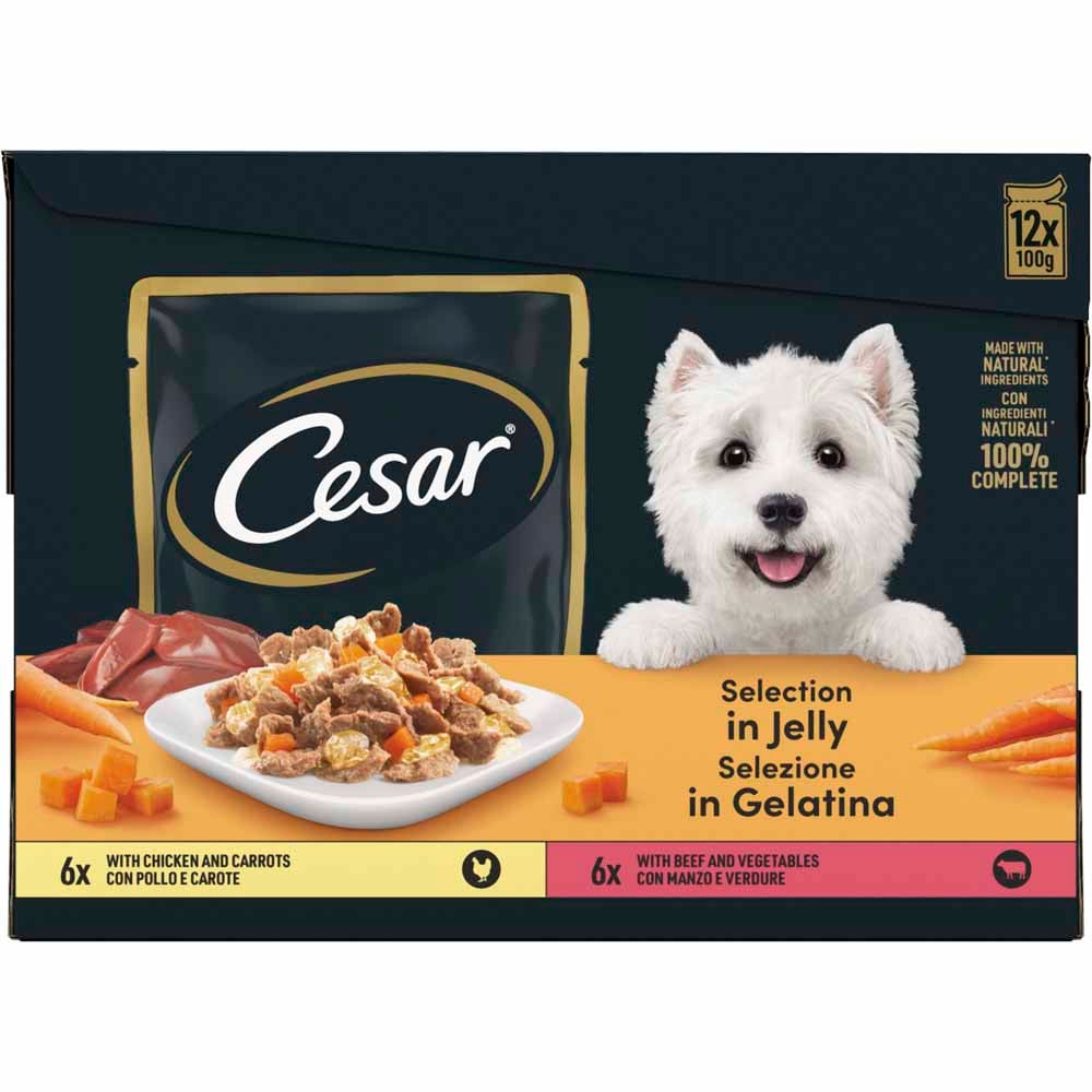 Cesar Deliciously Fresh Dog Food Pouches Mixed Selection in Jelly 100g Case of 4 x 12 Pack Image 4
