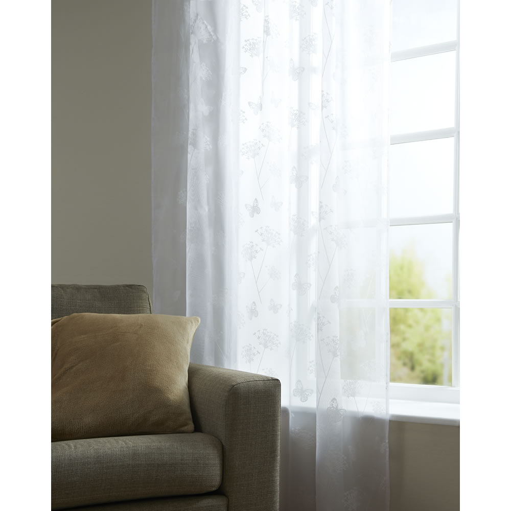 Wilko White Butterfly Voile W145 x D183cm Image 1