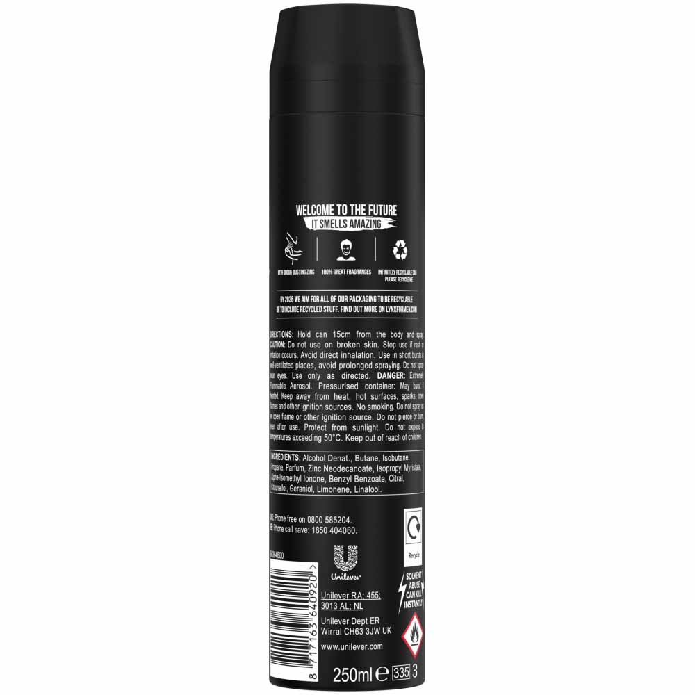 Lynx XXL Black 48 Hour Fresh Deodorant and Bodyspray 250ml Image 3