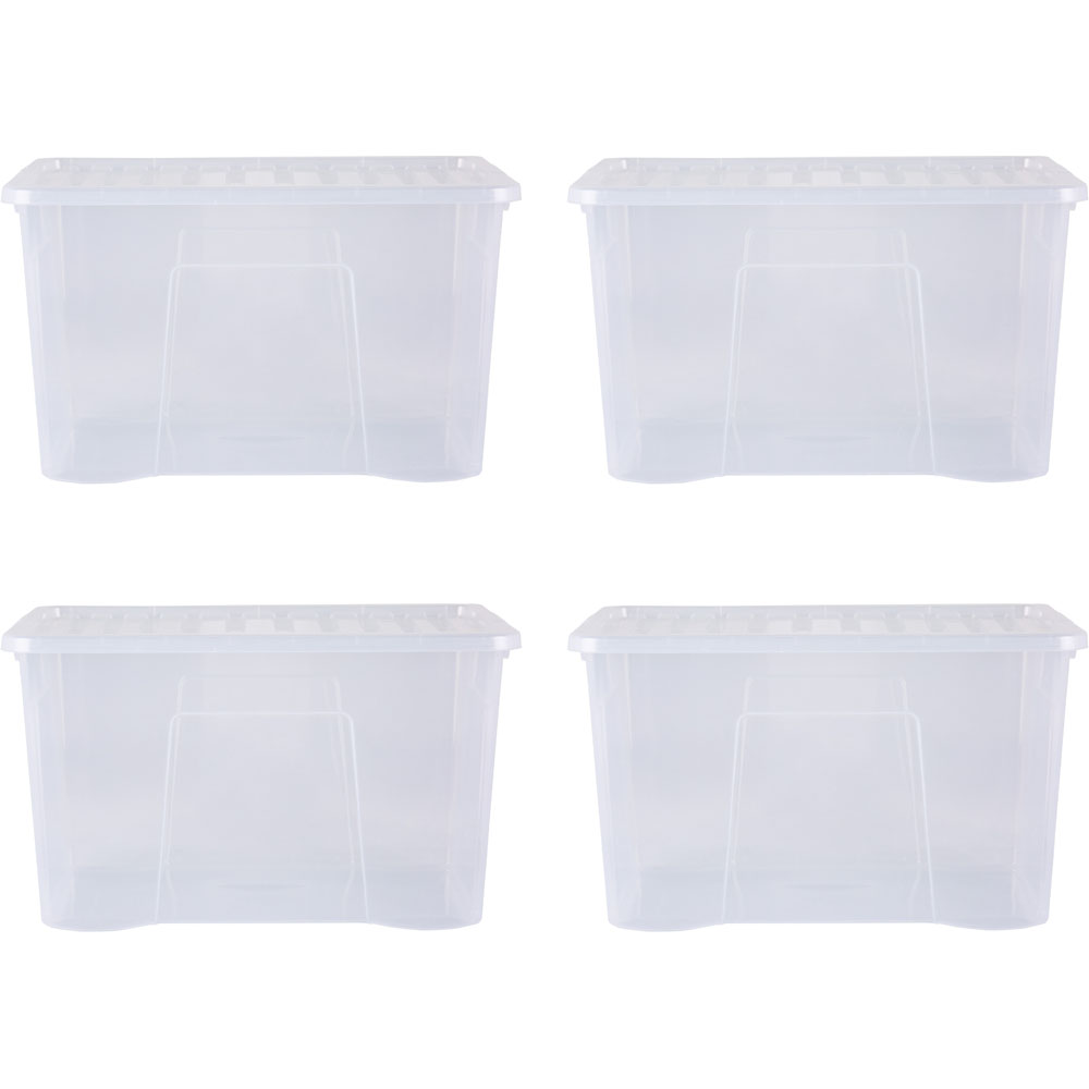 Wham 102L Clear Underbed Crystal Storage Box with Lid 4 Pack Image 1
