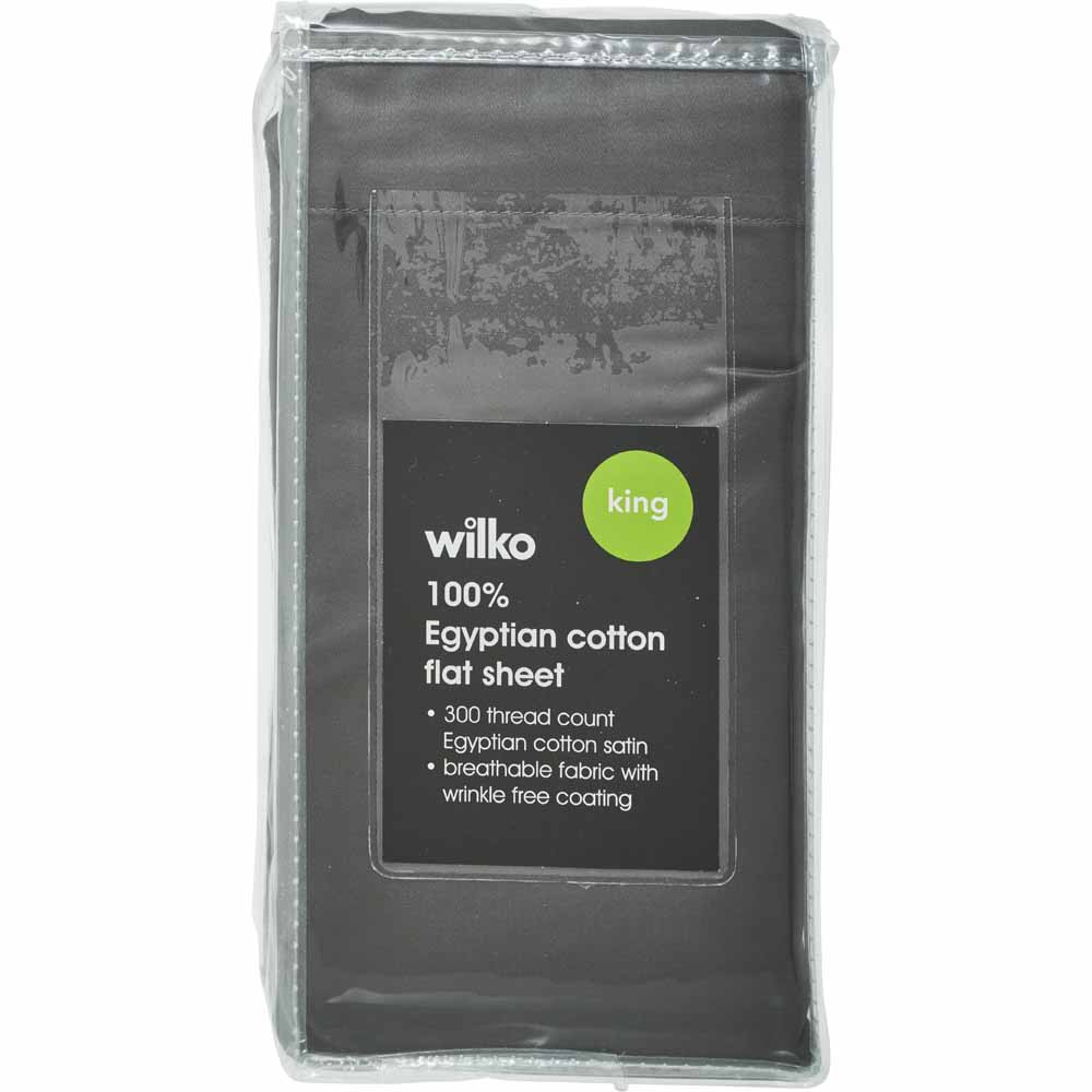 Wilko King Best  Egyptain Cotton Charcoal Flat Sheet Image 2