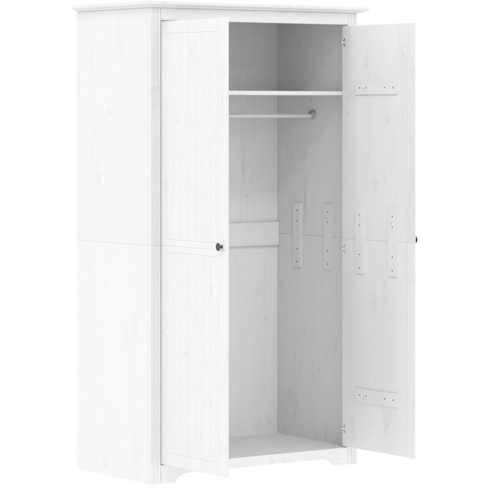 vidaXL Bodo 2 Door White Solid Wood Pine Wardrobe Image 4
