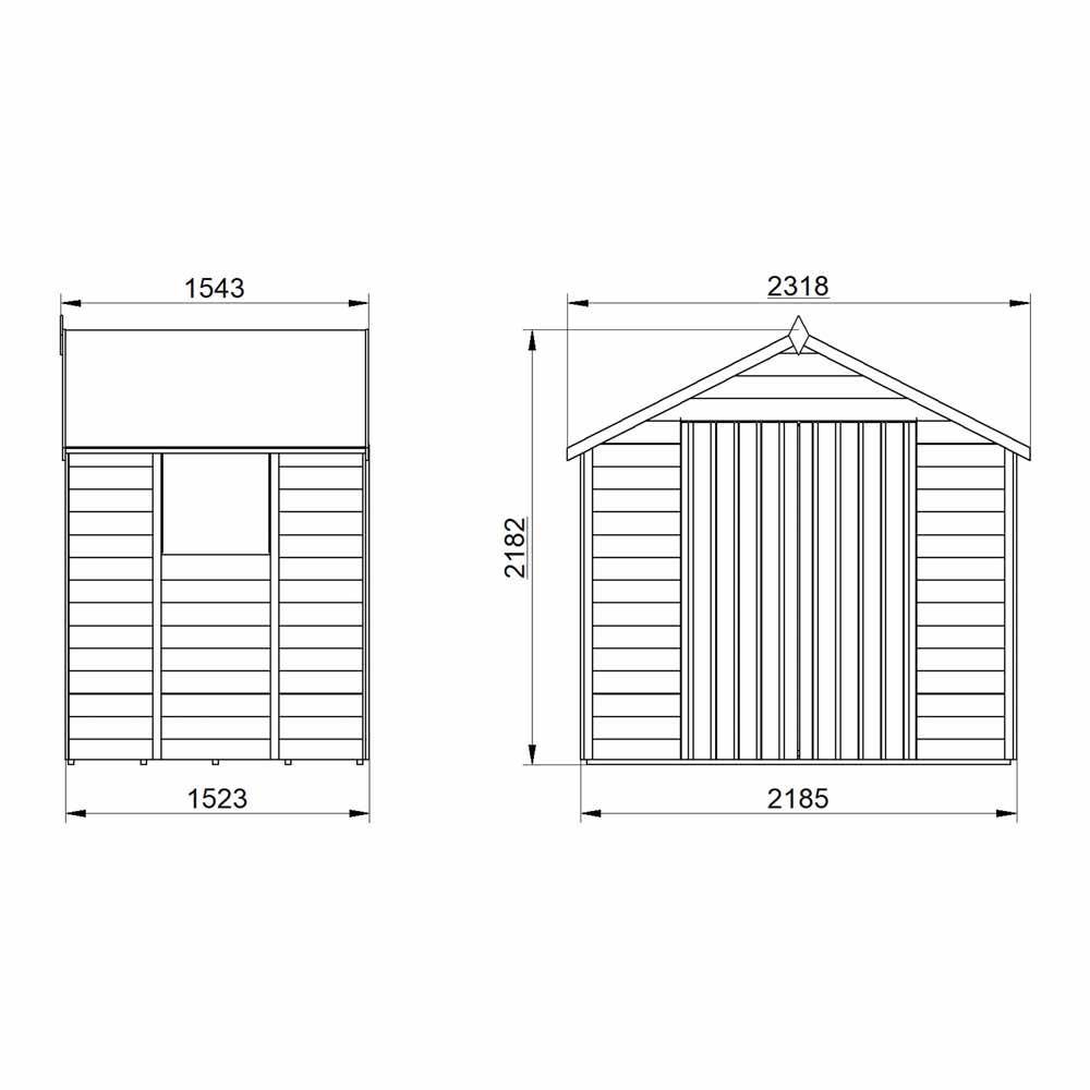 Forest Garden 7 x 5ft Double Door Overlap Pressure Treated Apex Shed Image 2