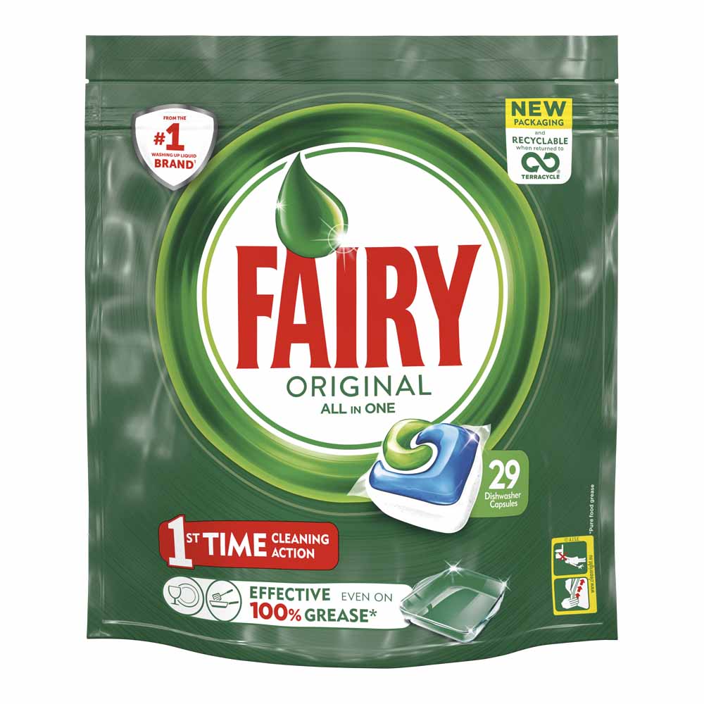 Fairy All in One Dishwasher Tablets Original 29 Pack Image 1
