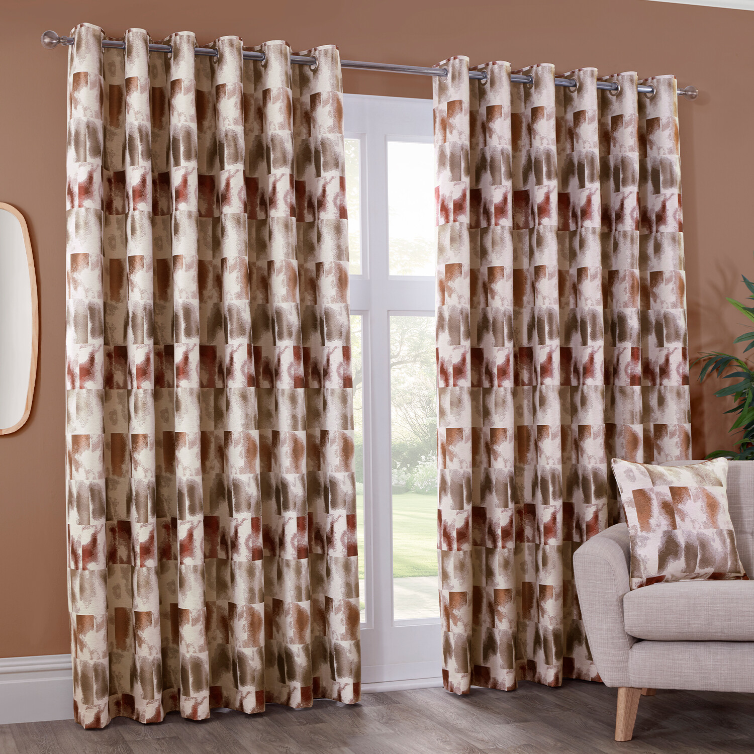 Maddox Geo Jacquard Curtain Multicolour 168cm 137cm Image 3
