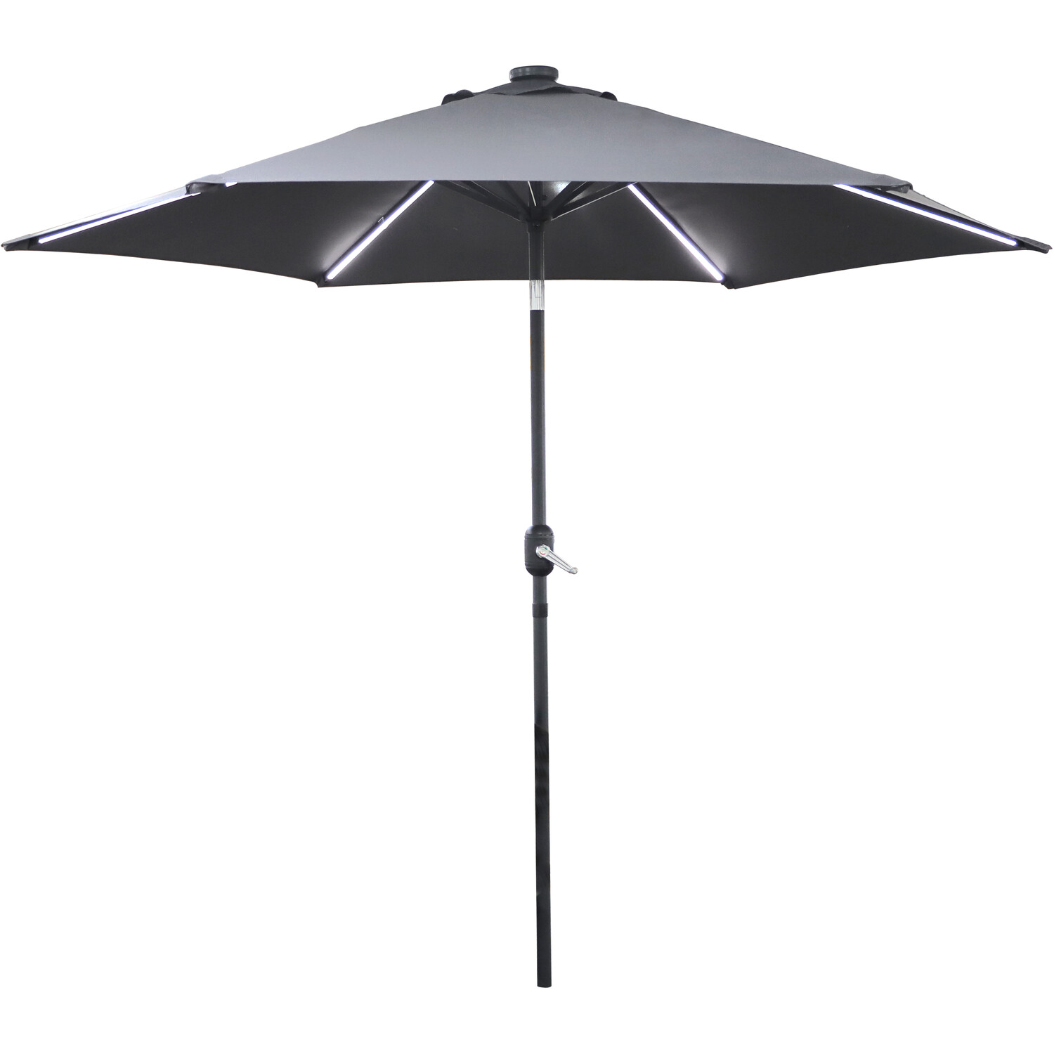 Outdoor Essentials Grey Parasol with Removable LED Lights 2.7m Image 1