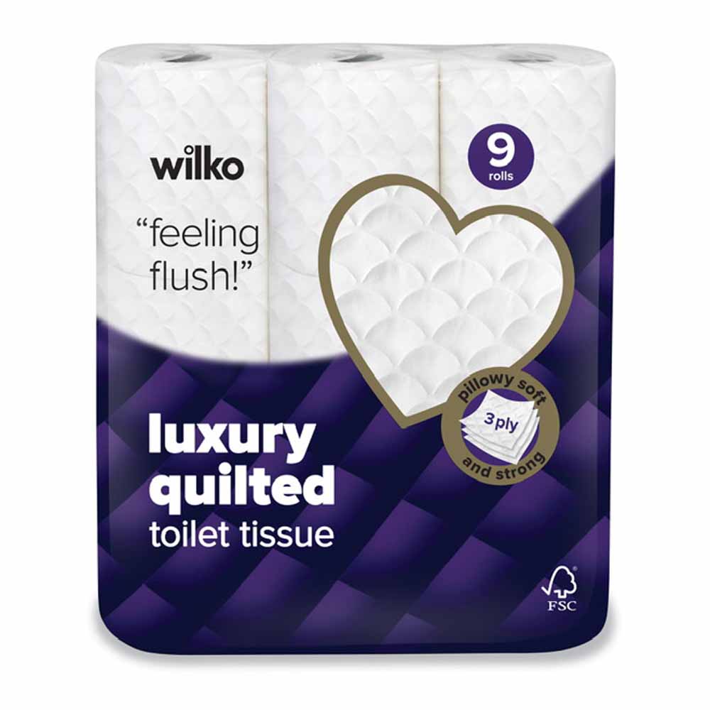 Wilko Quilted Toilet Tissue 9 Rolls 3 Ply Image