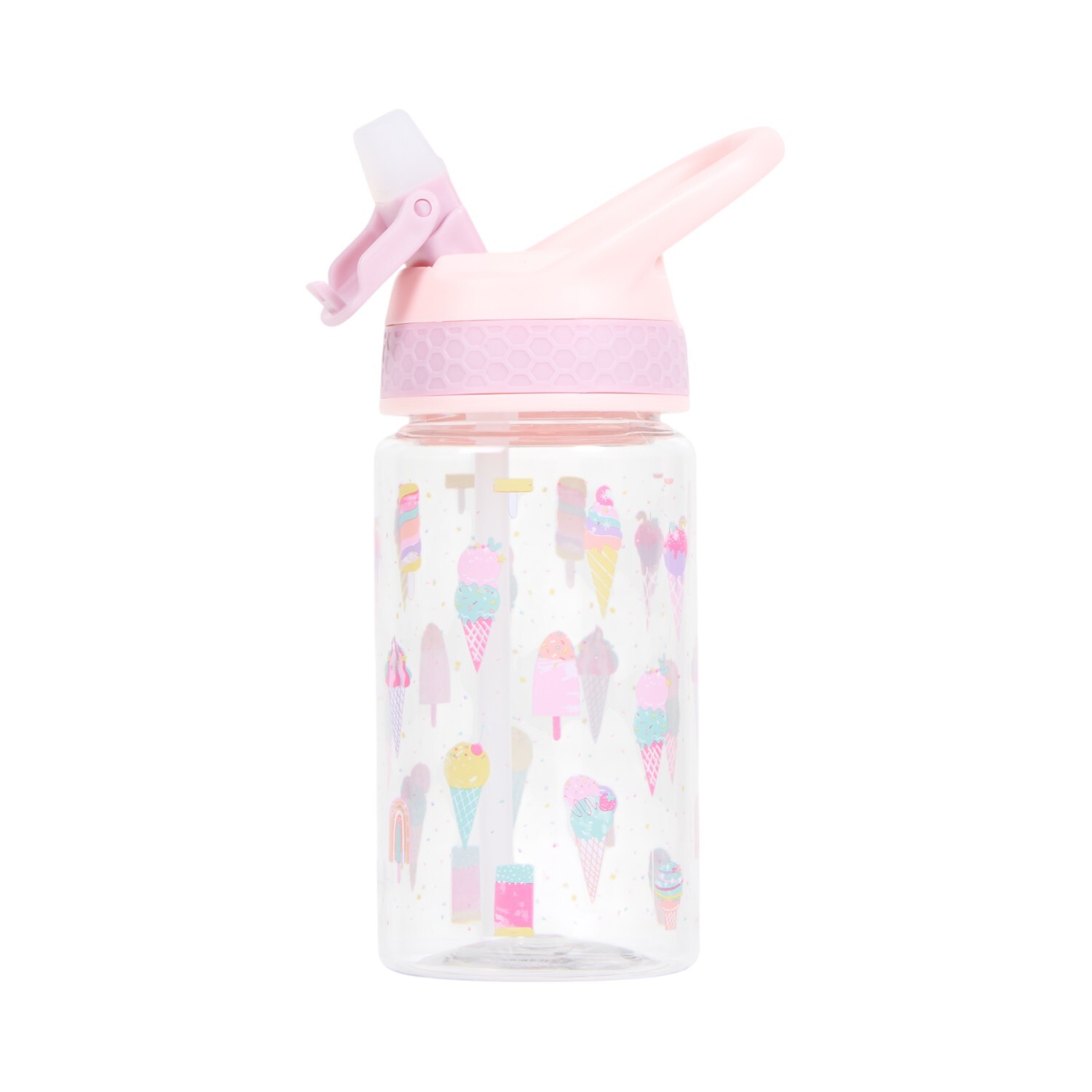 Kids Flip Top Bottle with Straw Pink Image 4